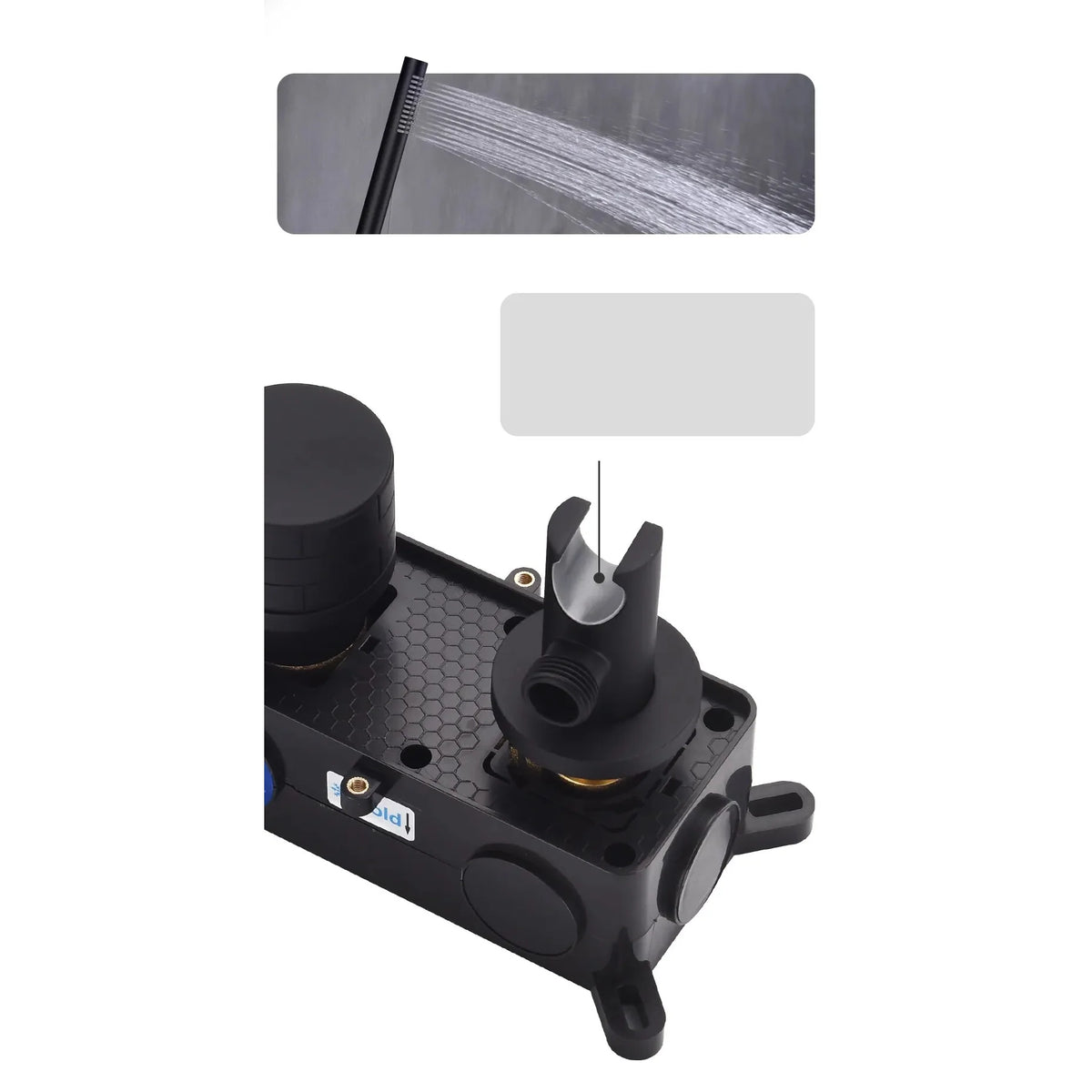 Robinet baignoire salle de bain minimaliste mural encastrable douchette - Noir - Laiton