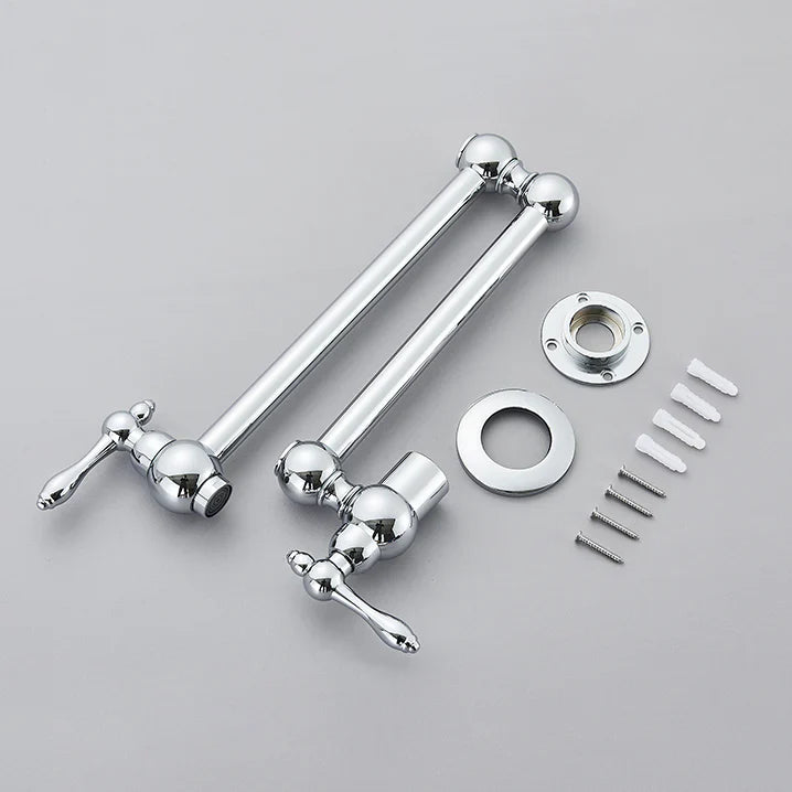 Robinet cuisine évier rabattable rétro mural encastrable - Argenté - Laiton