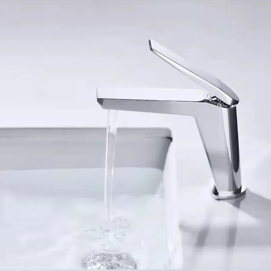 Robinet lavabo salle de bain minimaliste mitigeur - Argenté - Laiton