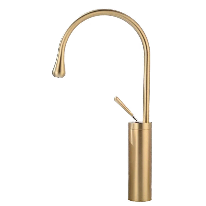 Robinet salle de bain lavabo design arrondi goutte - Doré - Laiton