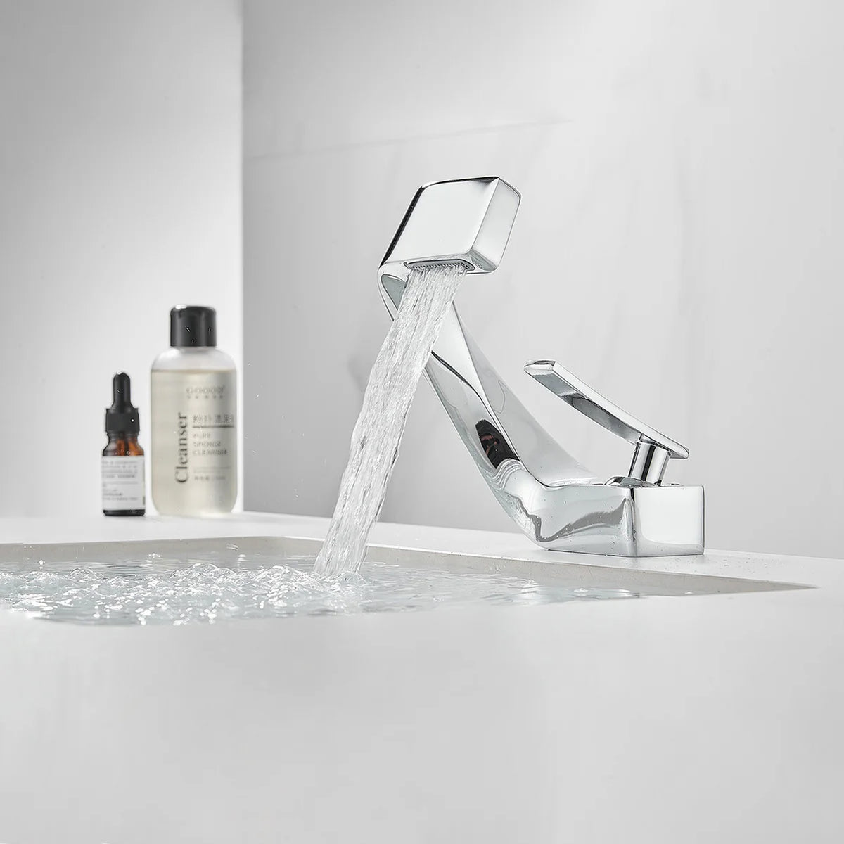 Robinet design incurvé cascade - Argenté - Laiton