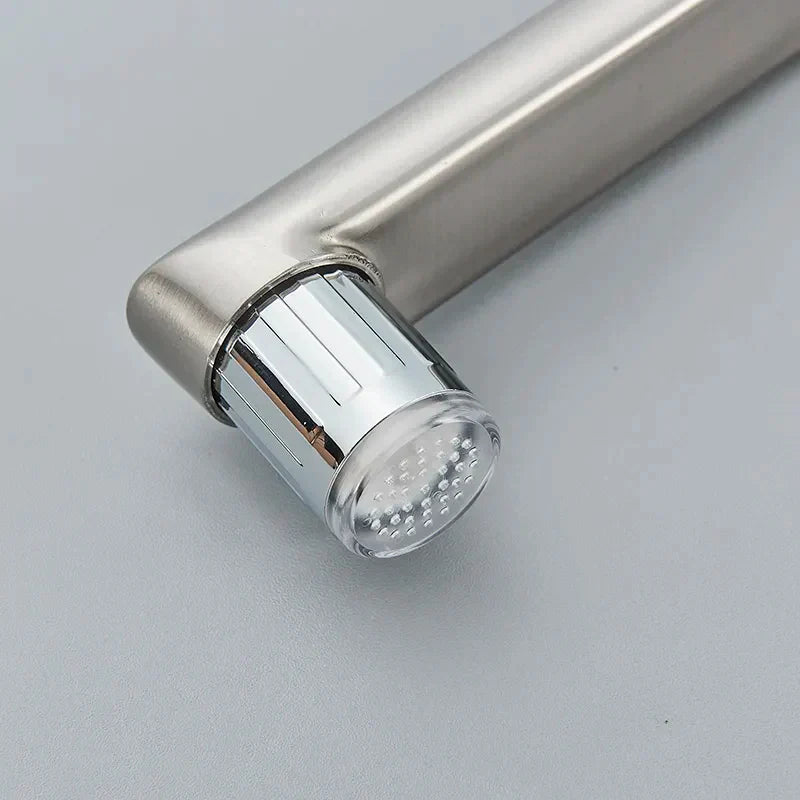 Robinet évier cuisine design mitigeur led flexible douchette pistolet - Argenté - Laiton