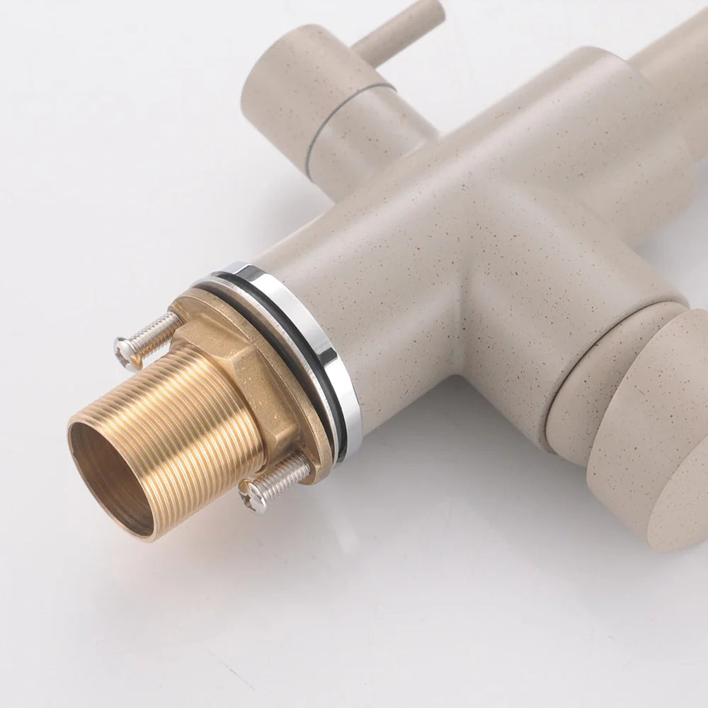 Robinet cuisine évier purificateur d’eau 3 voies - Beige tacheté - Laiton