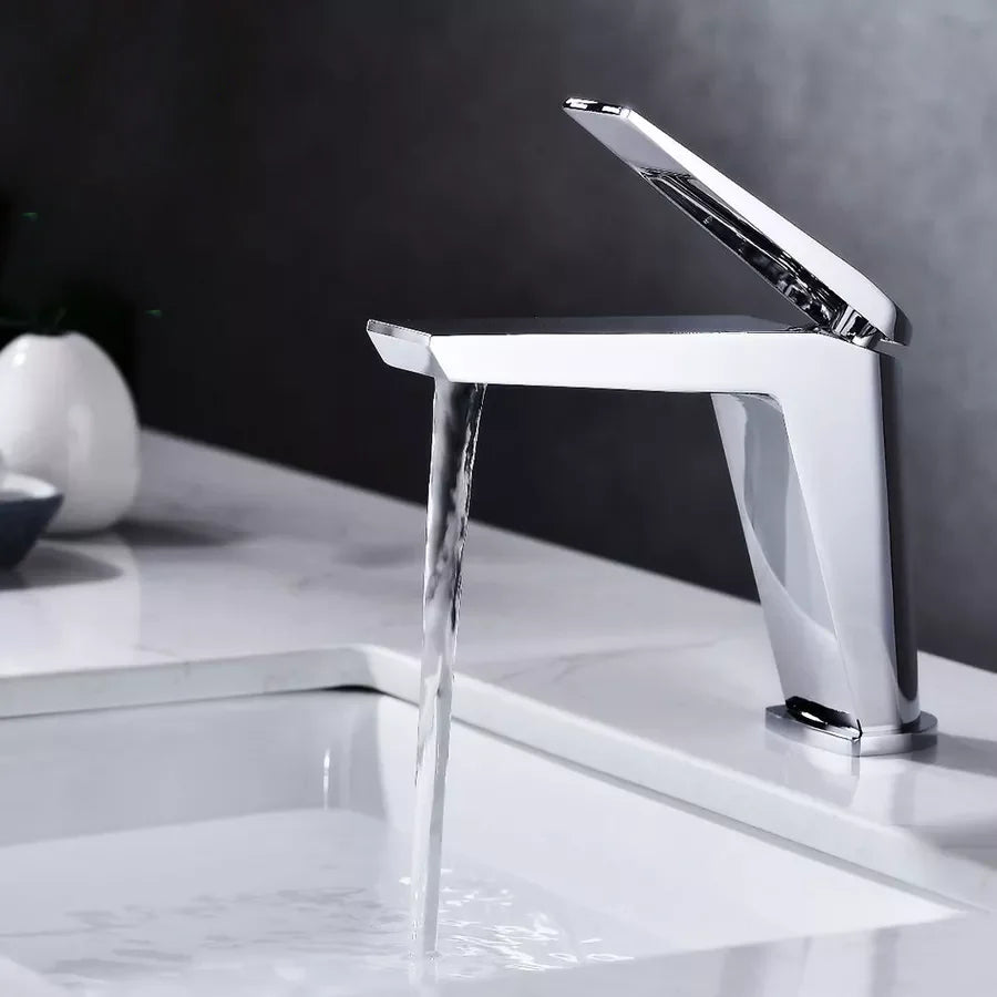Robinet lavabo salle de bain minimaliste mitigeur - Argenté - Laiton