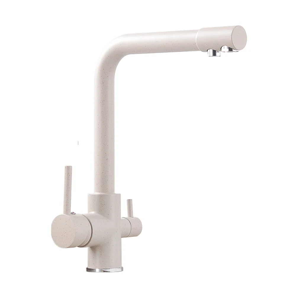 Robinet cuisine évier purificateur d’eau 3 voies - Beige tacheté - Laiton