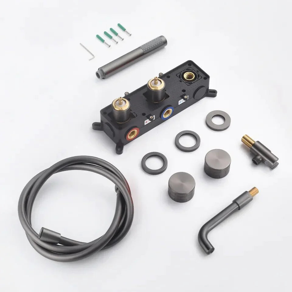 Robinet baignoire salle de bain minimaliste mural encastrable douchette - Argenté - Laiton