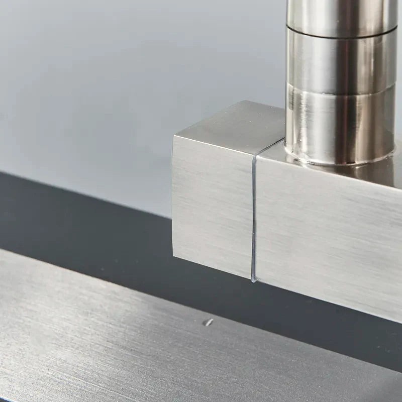 Robinet évier cuisine design mitigeur flexible douchette pistolet - Argenté - Laiton