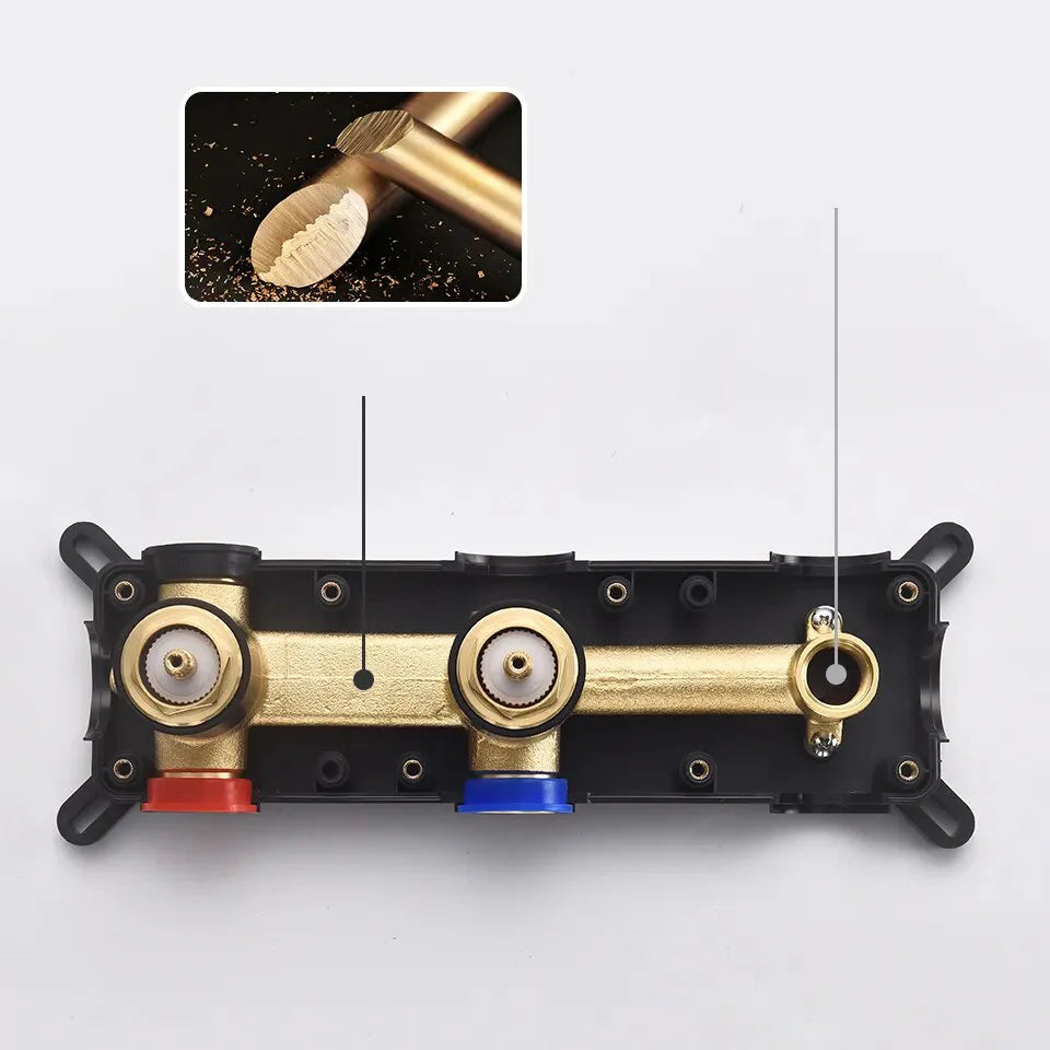 Robinet baignoire salle de bain minimaliste mural encastrable douchette - Noir - Laiton