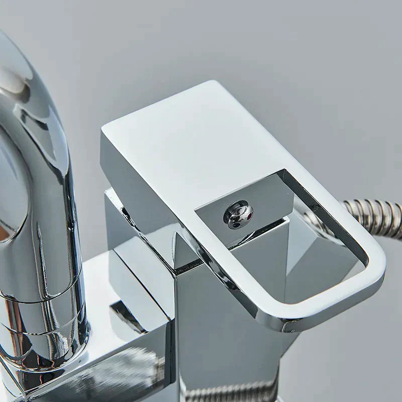 Robinet évier cuisine design mitigeur led flexible douchette pistolet - Argenté - Laiton