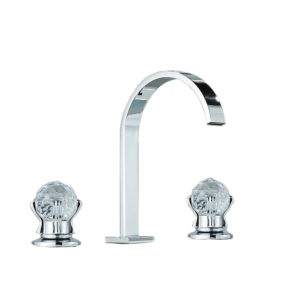 Robinet salle de bain lavabo poignées déportées chics - Argenté - Laiton