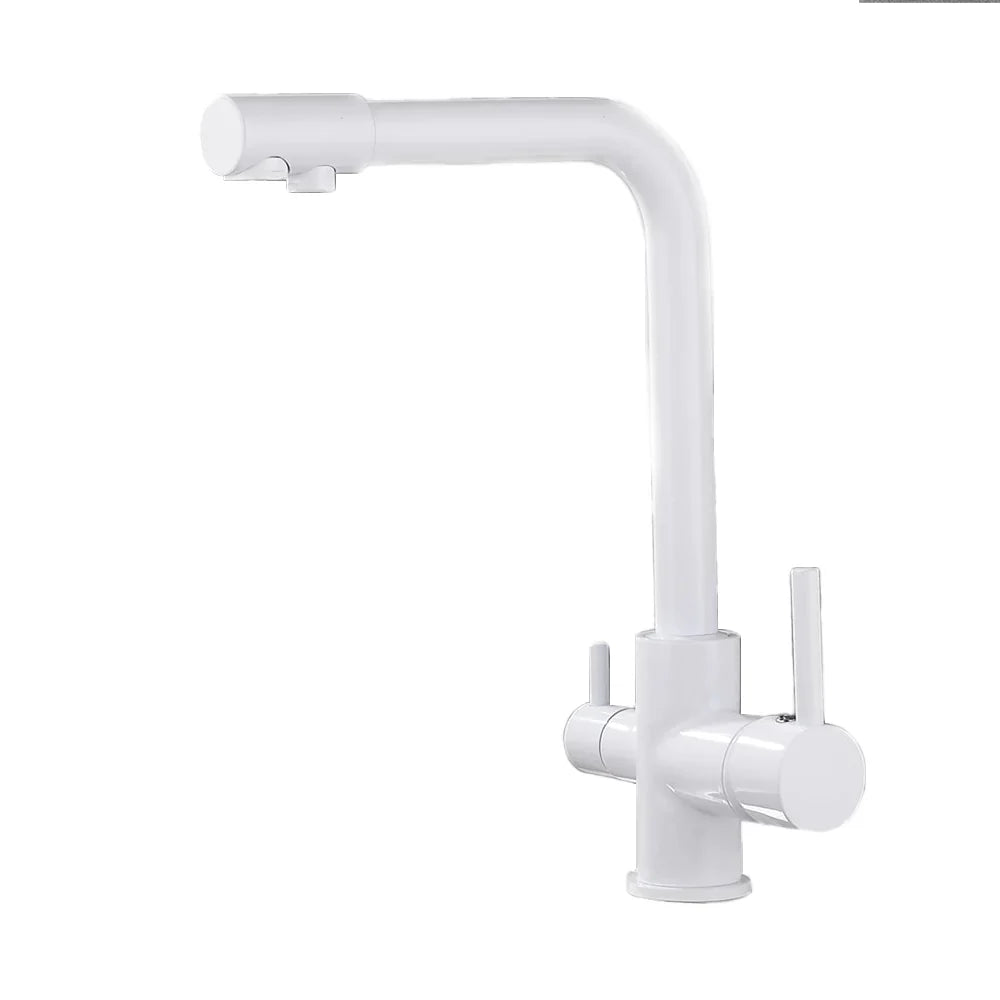 Robinet cuisine évier purificateur d’eau 3 voies - Blanc - Laiton