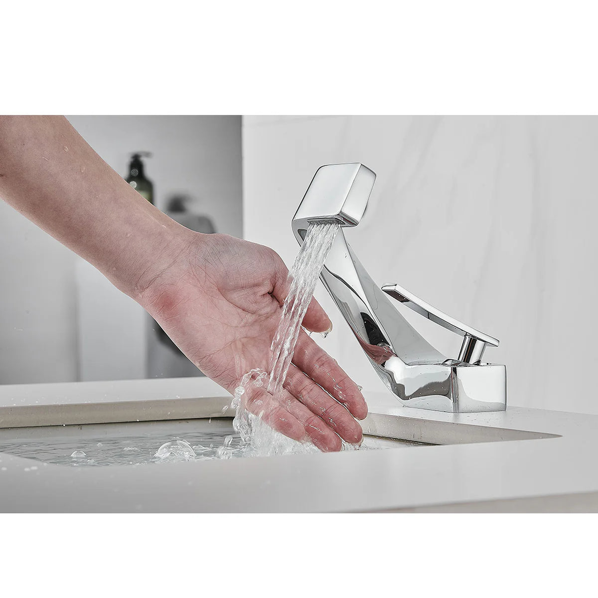 Robinet design incurvé cascade - Argenté - Laiton