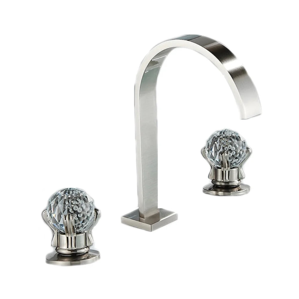 Robinet salle de bain lavabo poignées déportées chics - Argenté - Laiton