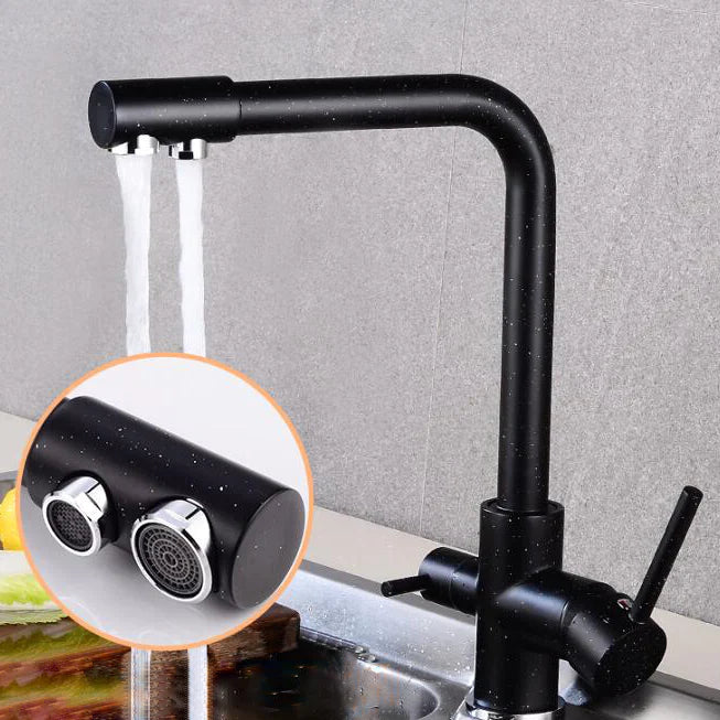 Robinet cuisine évier purificateur d’eau 3 voies - Noir - Laiton