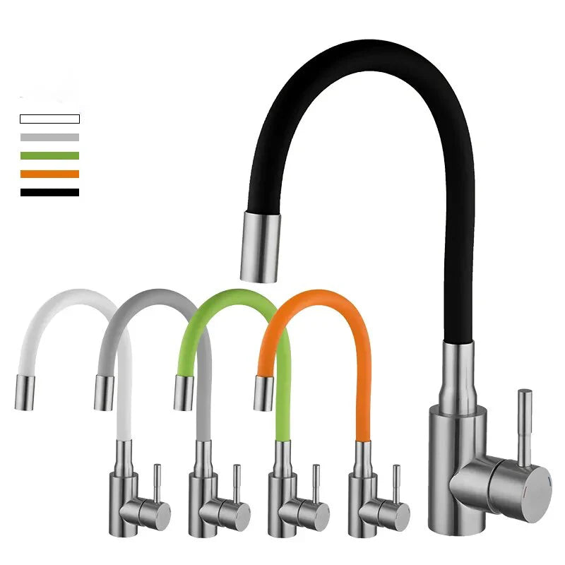 Robinet évier cuisine flexible coloré mitigeur - Argenté