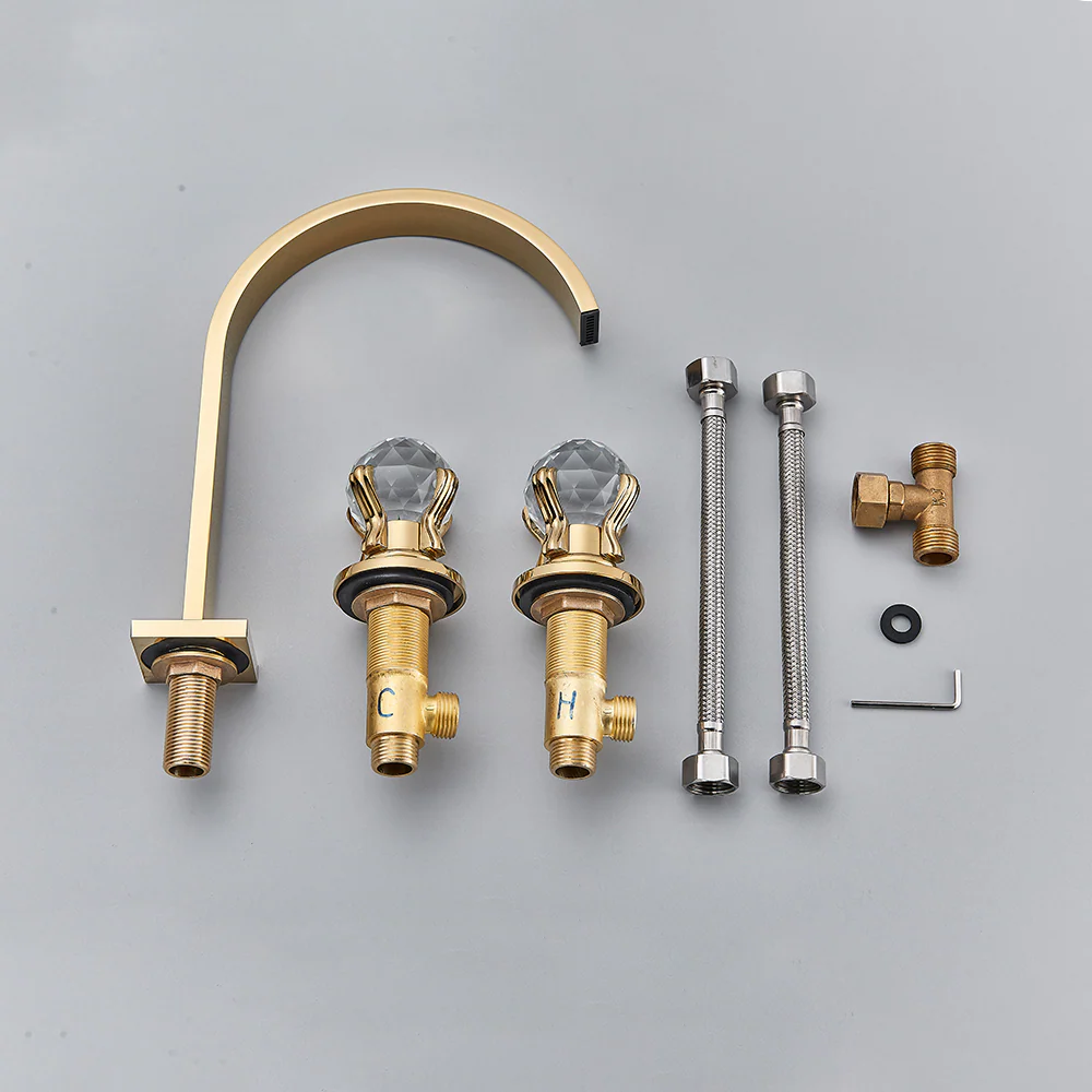 Robinet salle de bain lavabo poignées déportées chics - Doré - Laiton