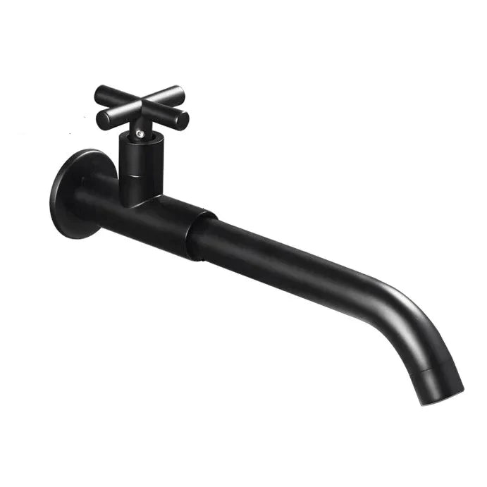 Robinet évier cuisine mural encastrable eau froide poignée croix - Noir