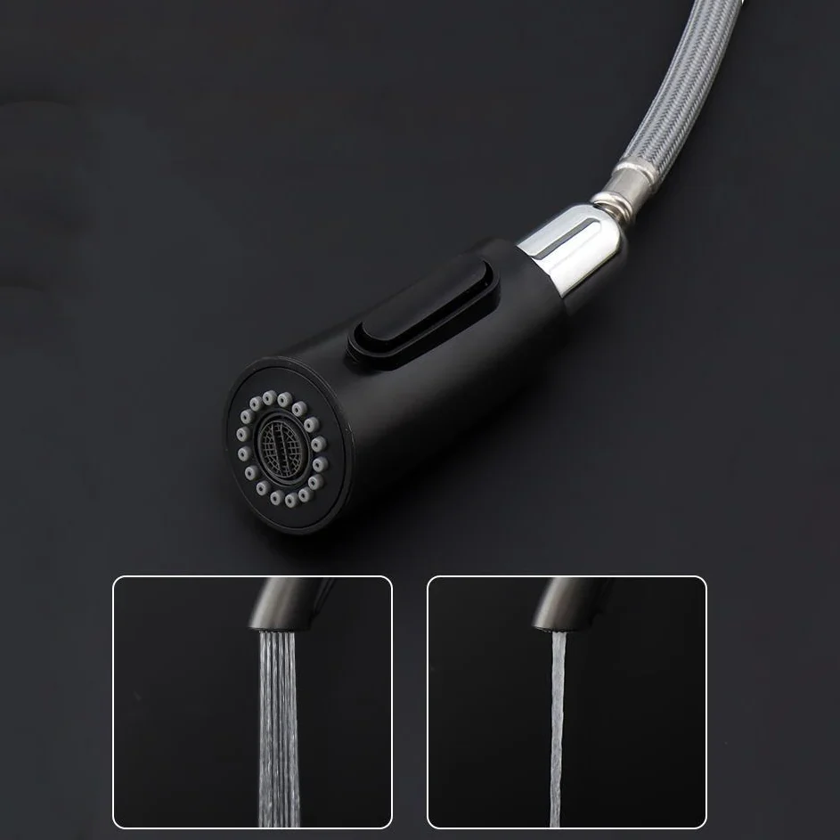 Robinet évier cuisine mitigeur design arrondi flexible douchette - Argenté