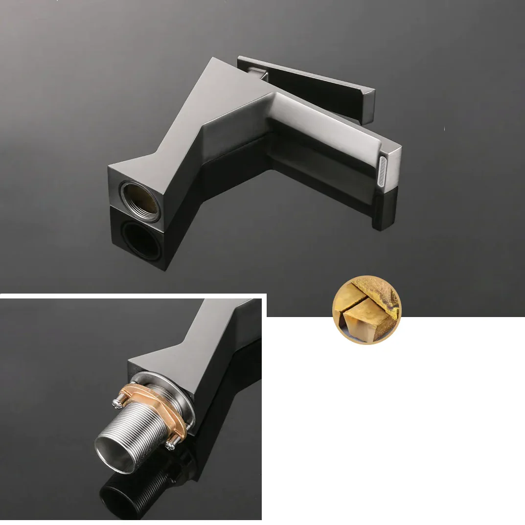 Robinet lavabo salle de bain design géométrique mitigeur - Argenté - Laiton