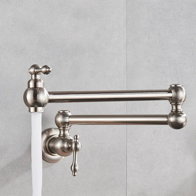 Robinet cuisine évier rabattable rétro mural encastrable - Argenté - Laiton