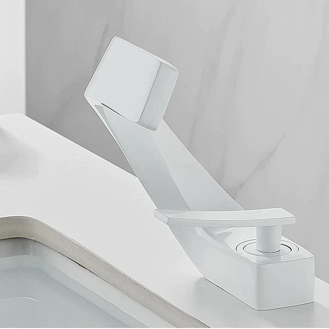 Robinet design incurvé cascade - Blanc - Laiton