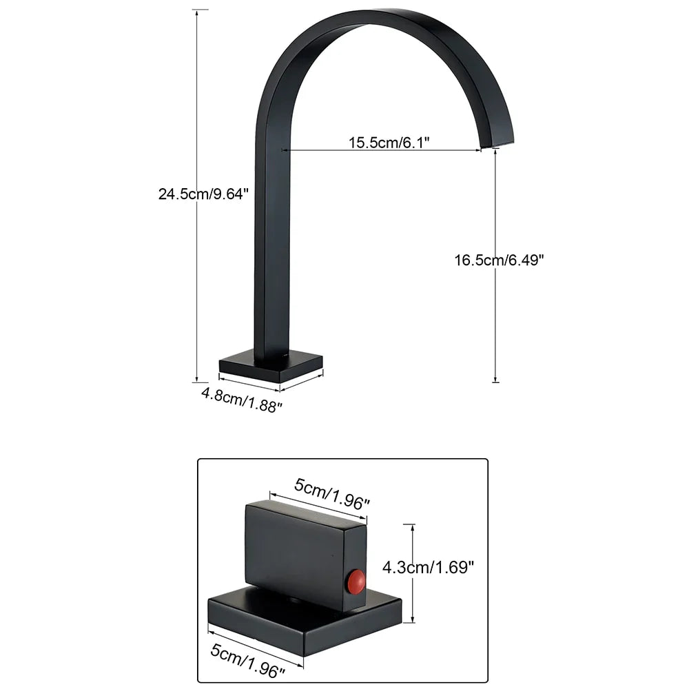 Robinet salle de bain lavabo minimaliste poignées déportées - Noir mat - Laiton