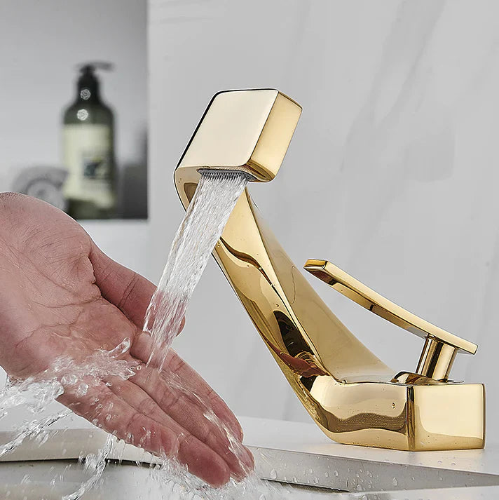 Robinet design incurvé cascade - Doré - Laiton