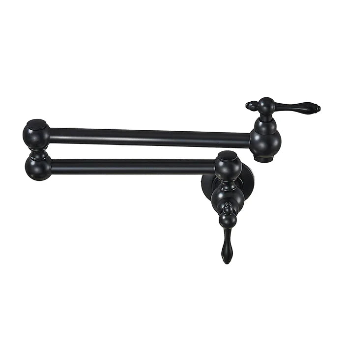 Robinet cuisine évier rabattable rétro mural encastrable - Noir - Laiton