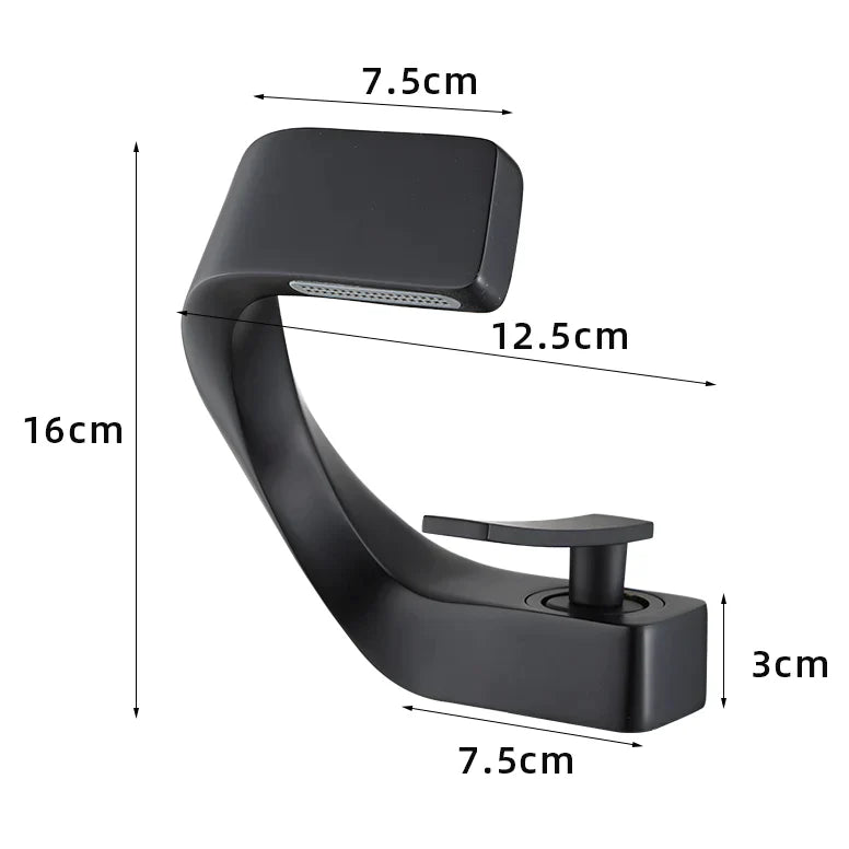 Robinet design incurvé cascade - Noir mat - Laiton