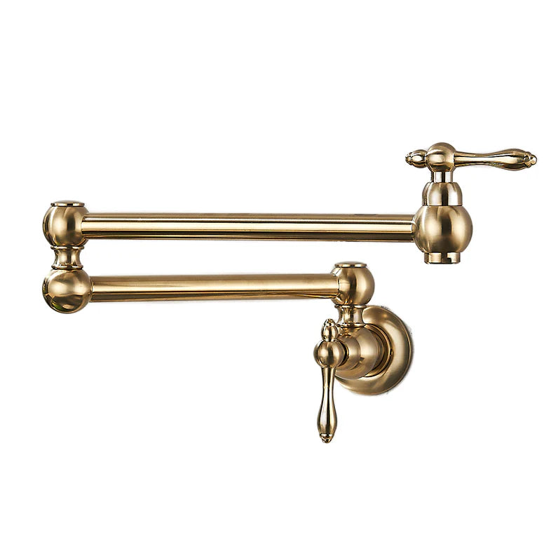 Robinet cuisine évier rabattable rétro mural encastrable - Doré - Laiton