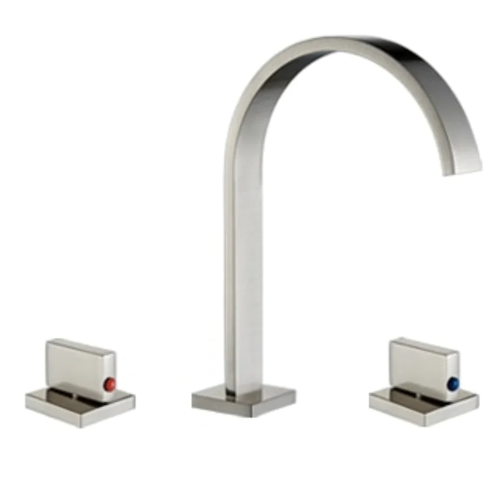 Robinet salle de bain lavabo minimaliste poignées déportées - Argenté - Laiton