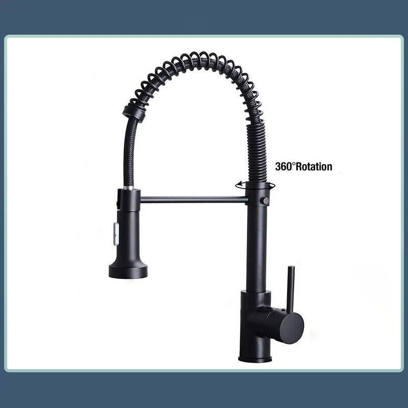 Robinet douchette cuisine évier - Noir mat - Laiton