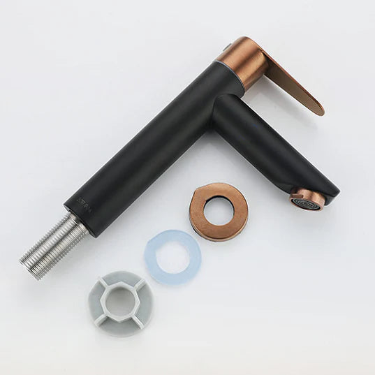 Robinet lavabo salle de bain mitigeur bicolore - Noir Doré rose