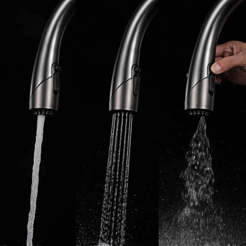 Robinet évier cuisine tactile automatique design flexible douchette - Argenté - Laiton