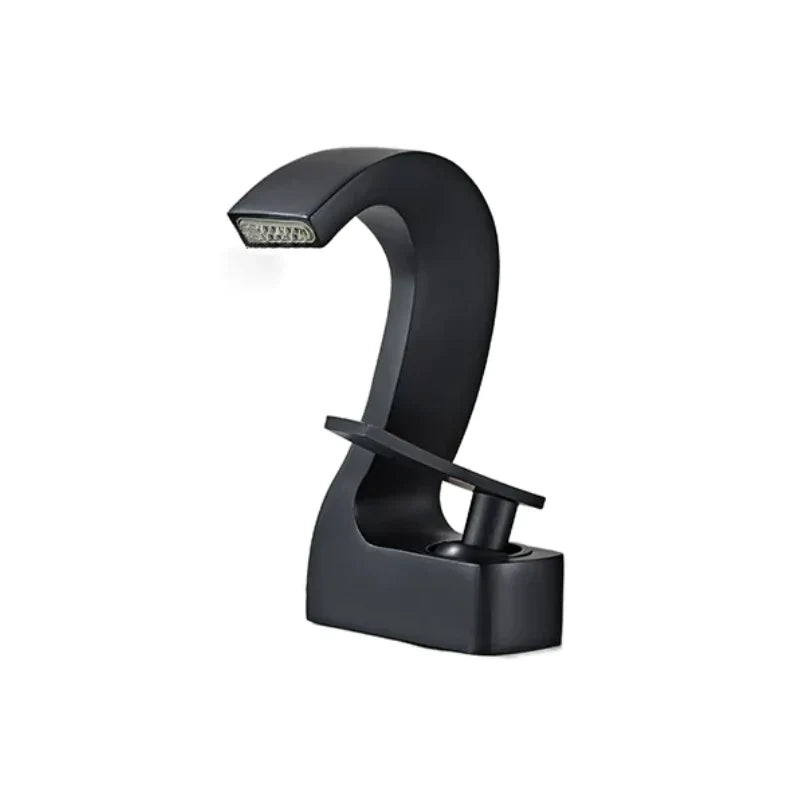 Robinet lavabo salle de bain cygne design - Noir