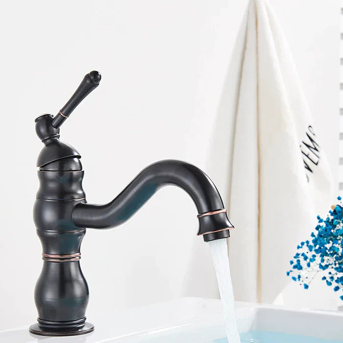 Robinet salle de bain lavabo vintage mitigeur rétro - Noir - Laiton