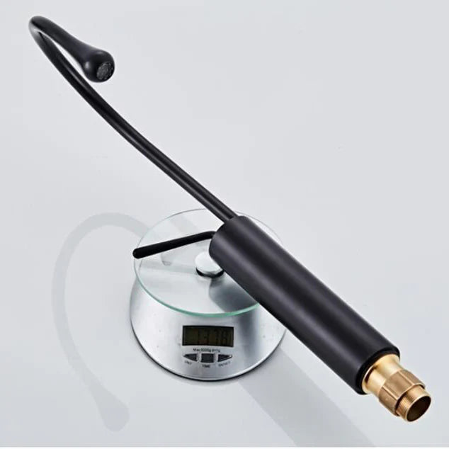 Robinet salle de bain lavabo design arrondi goutte - Noir - Laiton