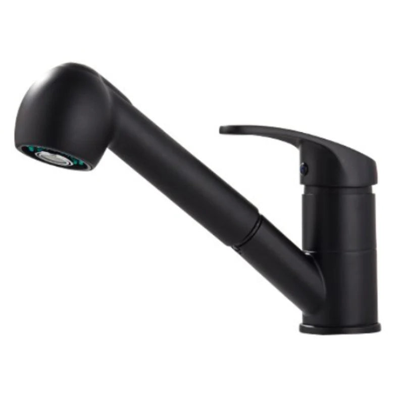 Robinet cuisine évier mitigeur flexible multijet - Noir mat - Laiton