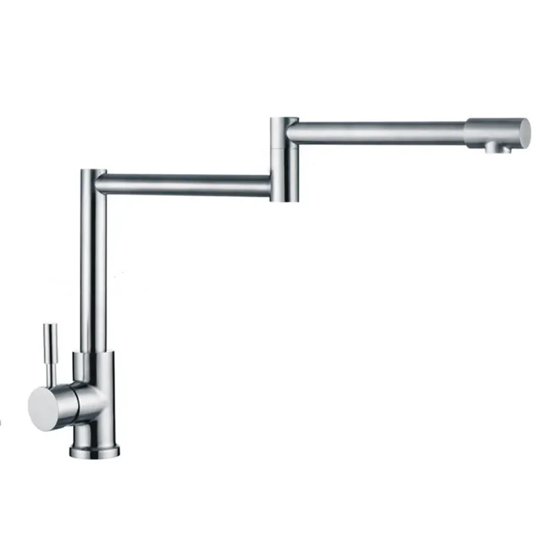 Robinet évier cuisine bec pivotant mitigeur rétractable - Argenté