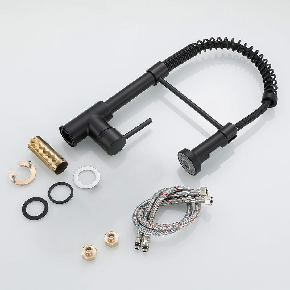 Robinet douchette cuisine évier - Noir mat - Laiton