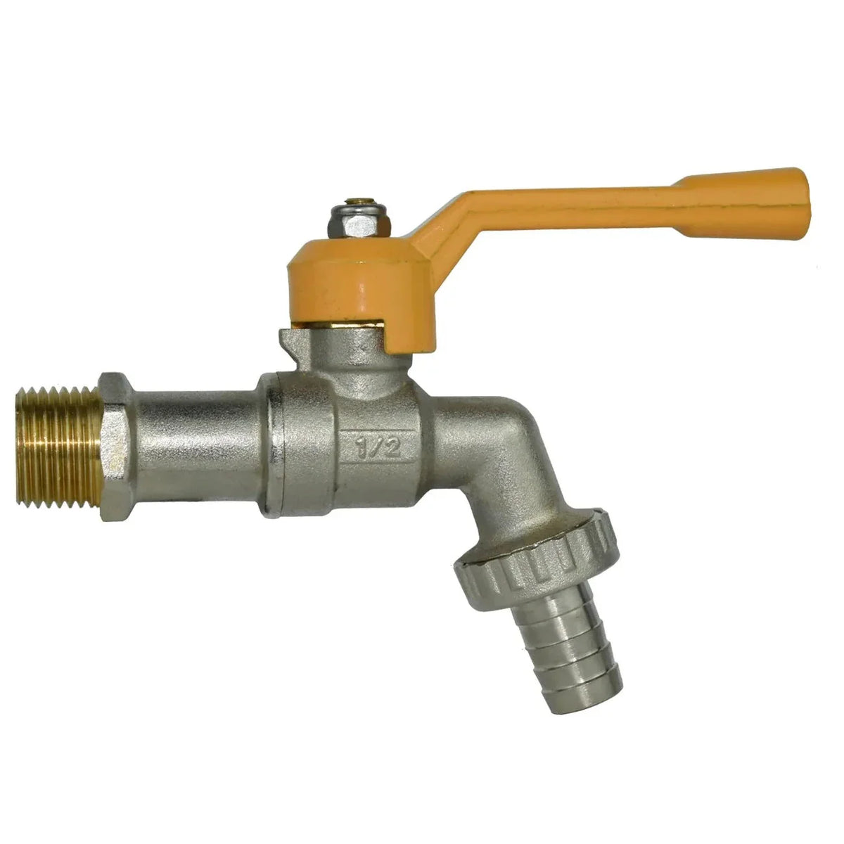 Robinet extérieur de jardin 1 sortie vanne jaune - Argenté - Laiton