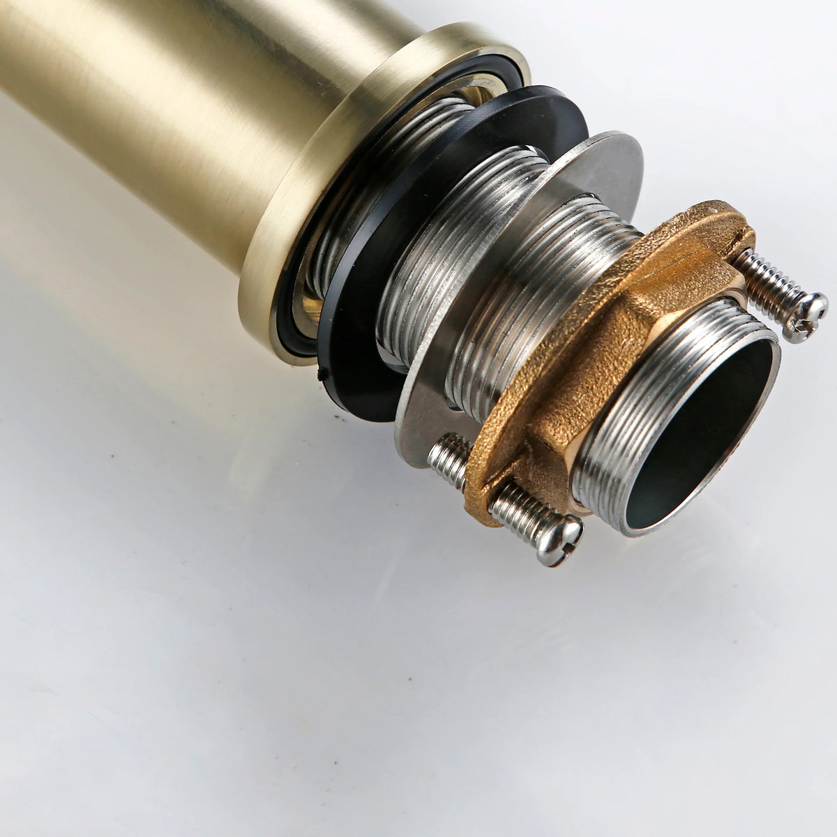 Robinet lavabo salle de bain poignée ronde travaillée - Doré brossé - Laiton