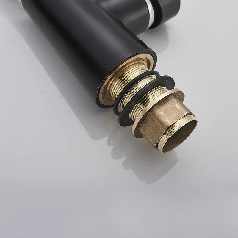 Robinet évier cuisine tuyau noir douchette mitigeur - Noir - Laiton