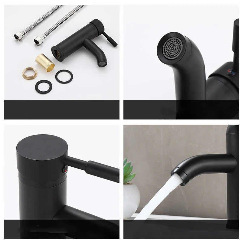 Robinet lavabo salle de bain minimaliste mitigeur - Noir mat
