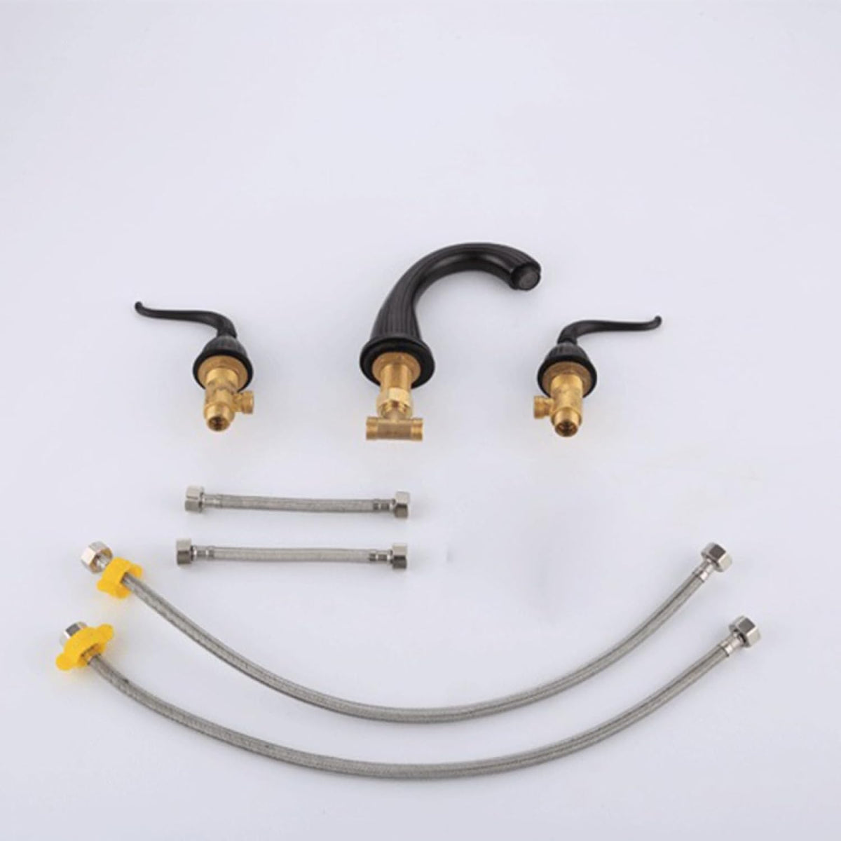 Robinet salle de bain rétro classique double poignées - Noir - Laiton