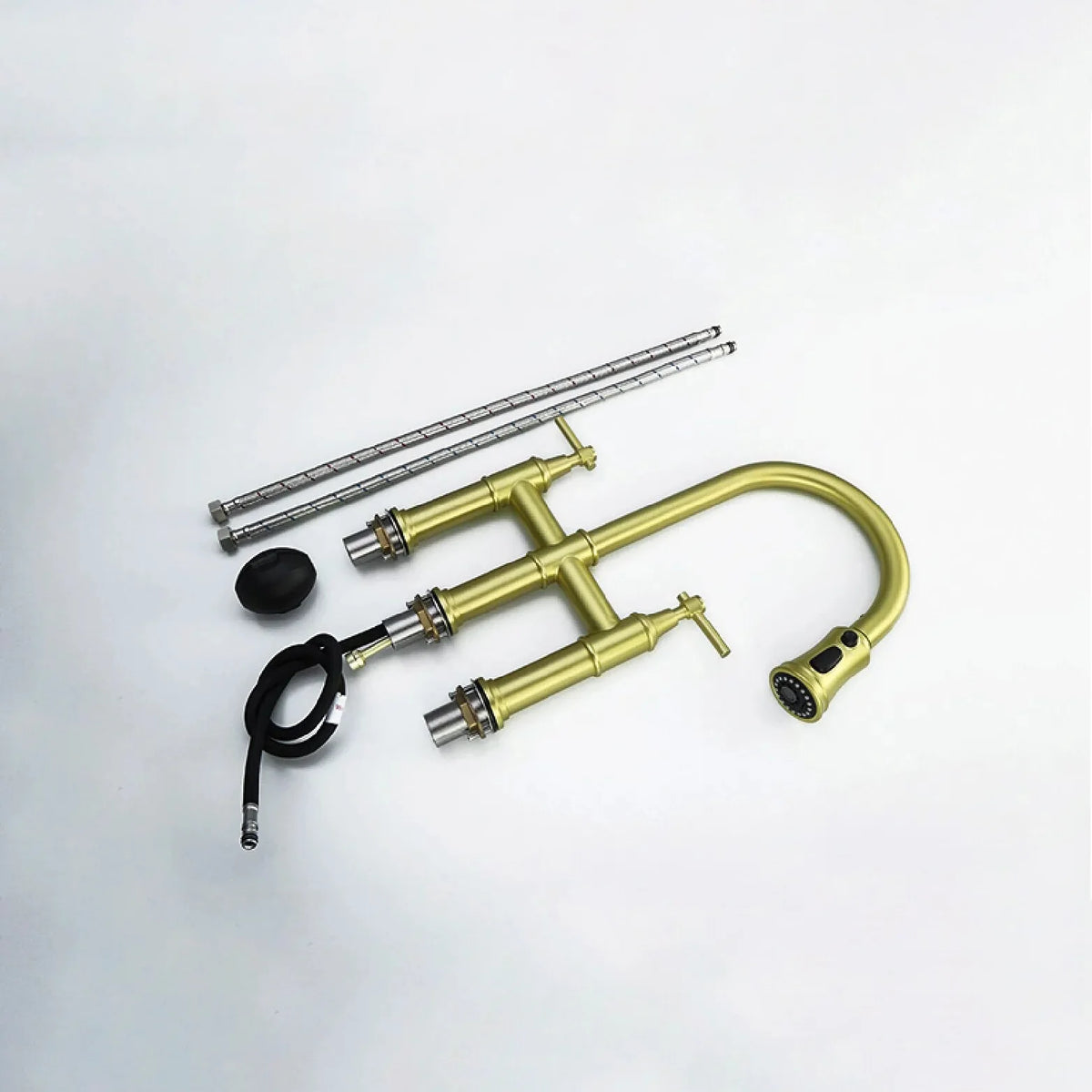 Robinet évier cuisine rétro flexible douchette - Doré - Laiton