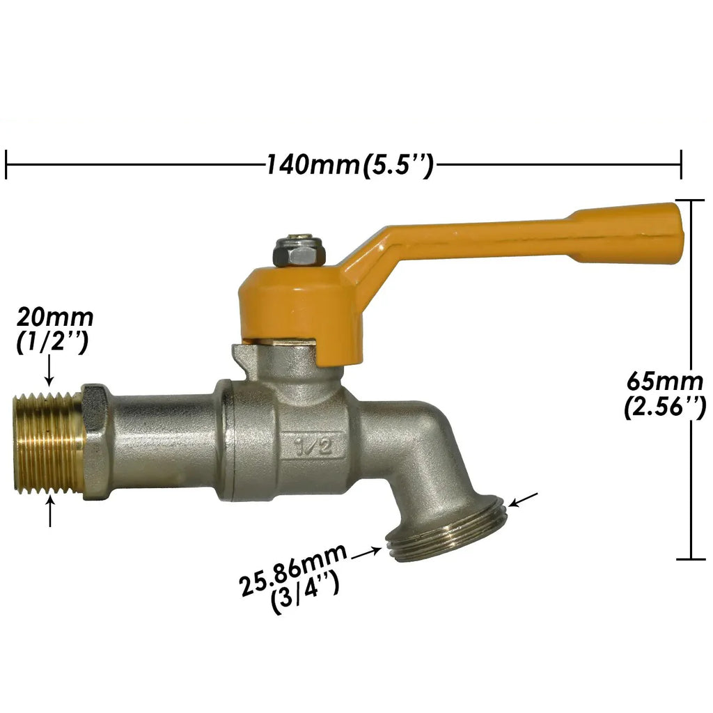 Robinet extérieur de jardin 1 sortie vanne jaune - Argenté - Laiton