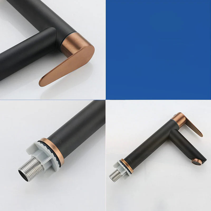 Robinet lavabo salle de bain mitigeur bicolore - Noir Doré rose