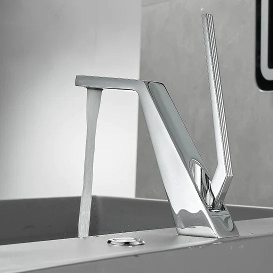 Robinet salle de bain lavabo mitigeur design contemporain - Argenté