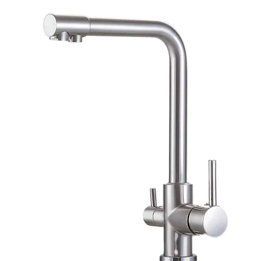 Robinet cuisine évier purificateur d’eau 3 voies - Argenté - Laiton